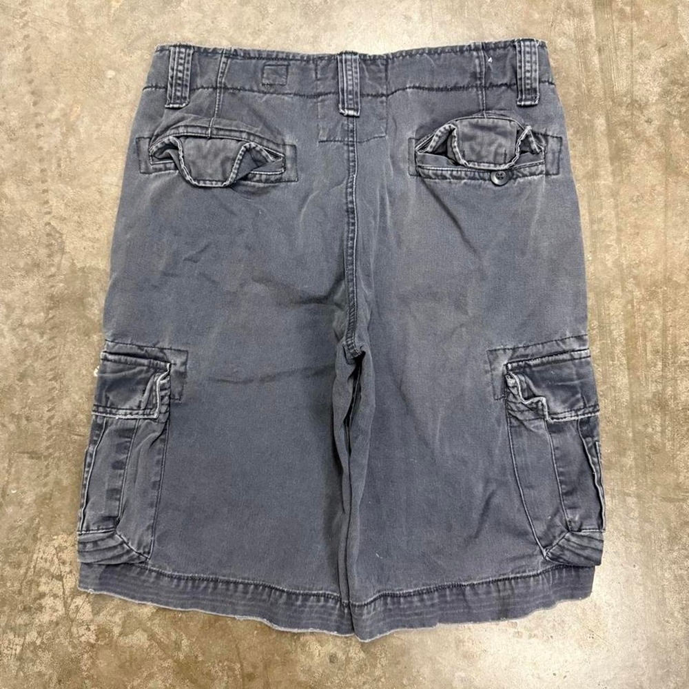Vintage Y2K Navy Faded Baggy Skater Cargo Shorts Mens 32 Heavyweight Cotton - Picture 3 of 7